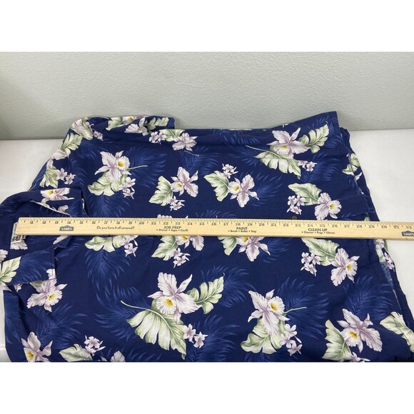 Aloha Republic Men XL Blue Hawaiian Shirt Floral Palm Casual Beach - Picture 9 of 9